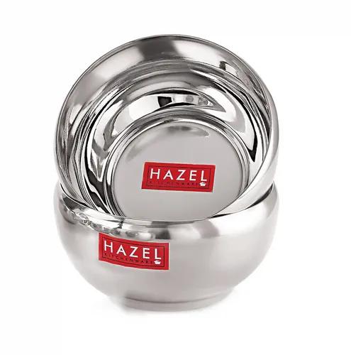 HAZEL Serving Bowl Set of 2 | Stainless Steel Bowl for Dessert, Cereal, Smoothie | Steel Katori Set of 2 | 100 ml Each, Silver