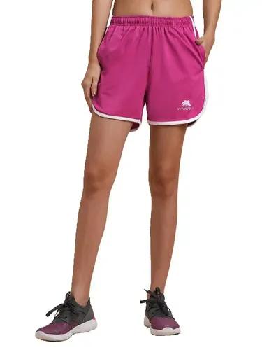 VITAWOLF Dual Pocket Shorts for Women for Gym Wear Workout Running Walking Hiking Quick Dry High Performance High Waist (X-Small, Pink)