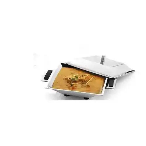 JVL Stainless Steel Square Curry Dish with Lid - 220 X 220 mm - 1 Pcs