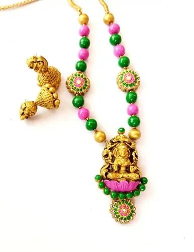 Lakshmi Design Terracotta Necklace with Matching Earring