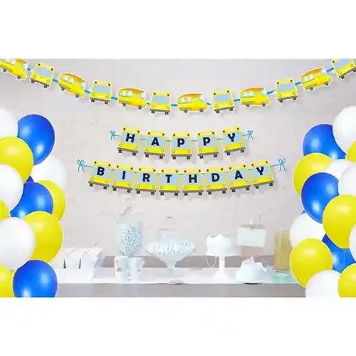 Wheels On The Bus Birthday Letter Bunting Kit (Pack Of 42 Pcs)