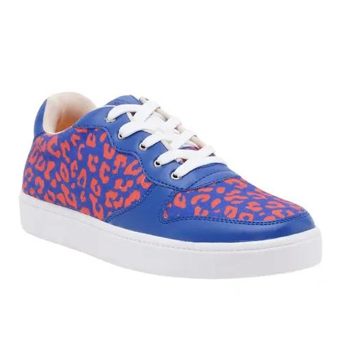 THE QUIRKY NAARI Blue Wildcat Sneakers with Playful Prints | Blue - 8 UK