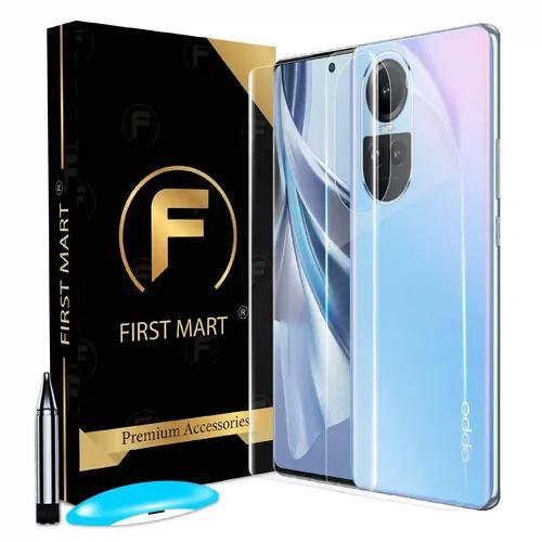 FIRST MART Tempered Glass for Oppo Reno 10 5G with Edge to Edge Full Screen Coverage and Easy UV Glue Installation Kit and Back Nano Membrane