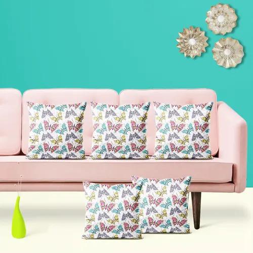 ArtzFolio Cute Butterflies | Decorative Cushion Cover for Bedroom & Living Room | Cotton Canvas Fabric | 12 x 12 inch (30 x 30 cms); Single Piece