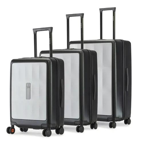 Nasher Miles Zanzibar TSA Lock Hard-Sided Polycarbonate Luggage Set of 3 Grey Black Trolley Bags (55, 65 & 75 cm)| Suitcase