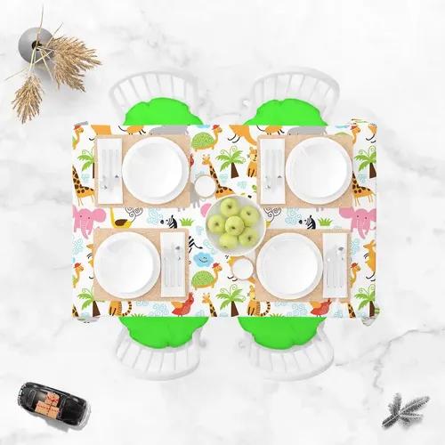 ArtzFolio Cute Animals | Table Cloth Cover for Dining & Center Table | Washable Waterproof Polyester Fabric | 8-Seater Table; 54 x 81 inch (137 x 206 cms)