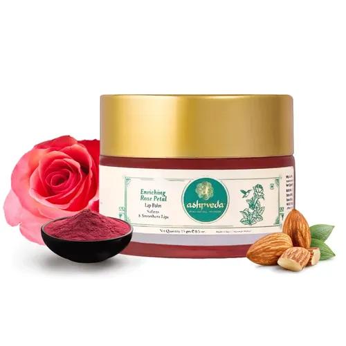 ASHPVEDA Ayurvedic Rose Petal Lip Balm For Dry & Chapped Lips With Kokum Fruit, Rose Flowers and Almond Oil | Lip UV Protection & Nourishment | Lip Balm with SPF for Soft Pink Lips