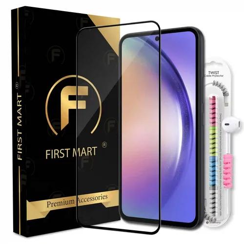 FIRST MART Premium Tempered Glass for Samsung Galaxy A54 5G and Samsung S23 FE 5G with Edge to Edge Coverage and Cable Protector and Easy Installation Kit, Pack of 1