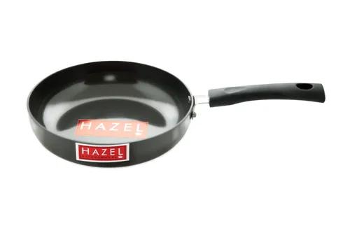 HAZEL 3 mm Hard Anodised Frying Pan Aluminium Anodized Fry Pan Induction Base, 1750 ml, 22 cm, Black