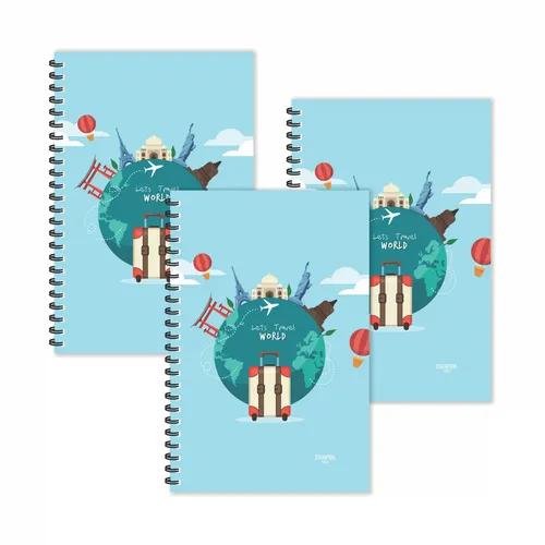 Lets Travel World On Earth Ruled Diaries - Pack Of 3