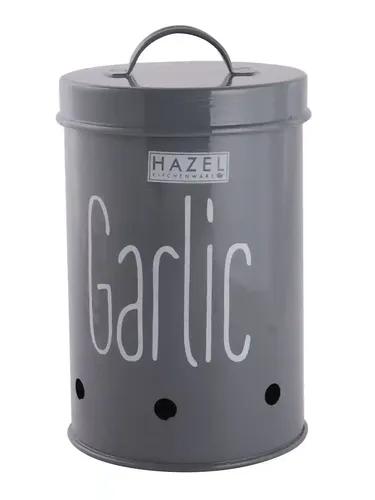 HAZEL Garlic Storage Container For Kitchen | Container For Kitchen Storage | Food Grade Storage Container with Lid, 750 to 1 KG ML, Grey (Galvanized)