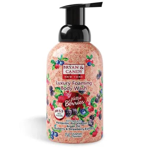 Bryan & Candy Luxury Foaming Body Wash with Pentavitin, Pro Vit B5, Argan Oil, Skin Friendly pH 5.5, All Skin Types, 400 Ml (Nottie Berries)