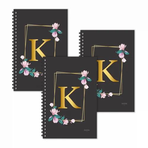 K Letter Ruled Diaries - Pack Of 3