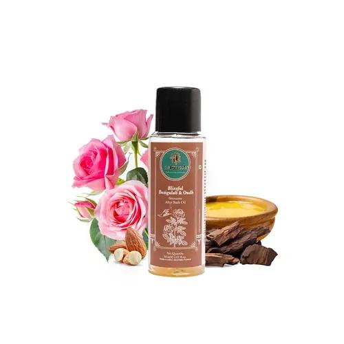 ASHPVEDA Blissful Desi Gulab and Oudh Harmonizing After Bath Oil | Essential Ayurvedic Herb Enriched Massage Oil for Body Face and Skin (30 ml)