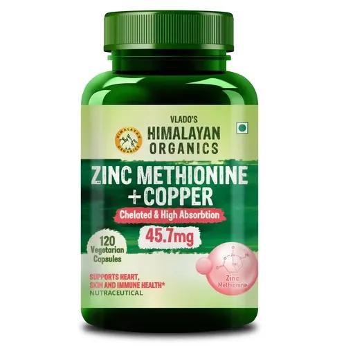 Vlado's Himalayan Organics Zinc Methionine Chelated Copper | Support Healthy Immune | Promotes  Skeletal  Health | Antioxidant Support - 120 Veg Capsules