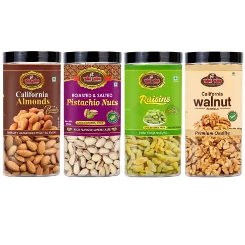 Yum Yum Premium Dry Fruits Combo Pack Of 4 | California Almonds 500G,Roasted Salted Pistachios 500G,Raisins 500G, Walnut Kernels 350G| Total 1850G |Badam, Pista,Kismis Akhrot Giri Combo