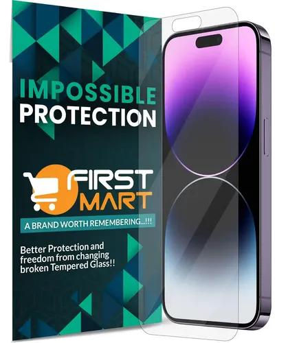 FIRST MART Screen Protector for IPhone 14 Pro, IPhone 15 - Impossible Fiber Case Friendly Screen Protection & Installation Kit (Crystal Clear)