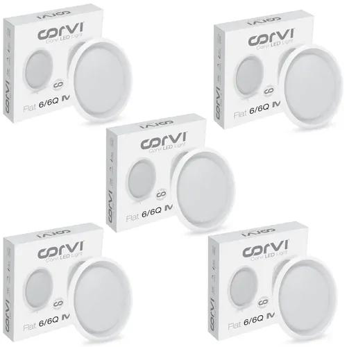 COrVI Led Flat 6 Round, 15Watt (Easy White) Pack of 5