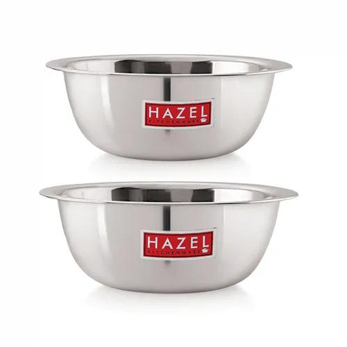 HAZEL Stainless Steel Mixing Bowl | Mixing Bowl for Cake Batter | Kitchen and Baking Accessories Items, Set of 2, 770 ML, 1100 ML