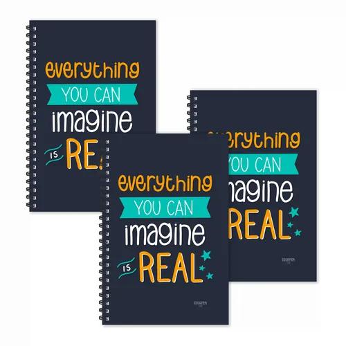 Everything You Can Imagine Is Real Motivational Ruled Diaries - Pack Of 3