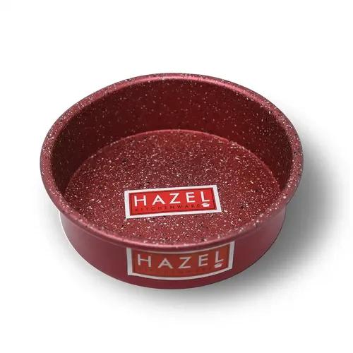 HAZEL Alfa Heavy Gauge Premium Aluminium Granite Finish Non Stick Microwave Safe Small Round Cake Mould (Red)