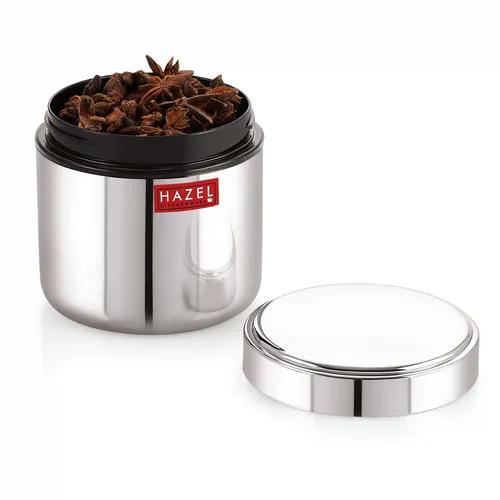 HAZEL Stainless Steel Masala Container Dabbi |Small Container for Spices | Heavy Gauge Airtight Masala Boxes for Kitchen | 400 ml, Silver