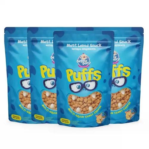 BE'BE' BURP Healthy Puff Snacks | Multigrain Tangy Cheese |Baked Puffs, Not Fried, Protein Snacks | No Maida & Gluten-Free | Travel-Friendly | 35gms Each (Pack of 4)