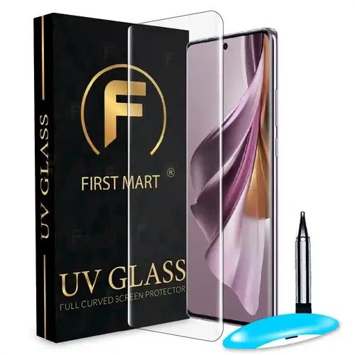 FIRST MART Tempered Glass for Oppo Reno 10 Pro Plus 5G / Reno 10 Pro 5G / Reno 10 5G with Edge to Edge Full Screen Coverage and Easy UV Glue Installation Kit, Pack of 1