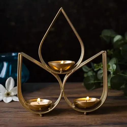 WEBELKART Tree Beautiful Wall Hanging Gold Tealight Candle Holder (Pack of 1) Metal Wall Sconce with Tealight Candles for Diwali Lighting Home Decoration