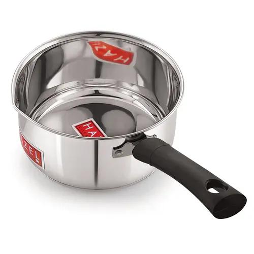 HAZEL Induction Bottom Mini Sauce Pan | Stainless Steel Mini Saucepan Deep Bottom with Handle | Induction Base for Tea Milk Maker Vessel Cooking, 12.6 cm, 900 ML, Small Size