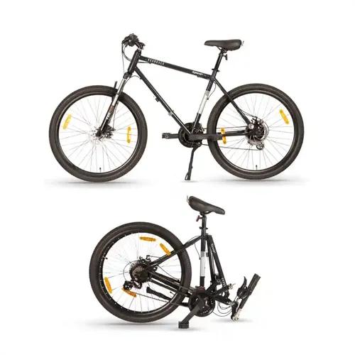 HORNBACK Xpand+ Full Size Fully Assembled Mountain Foldable Cycle for Men & Women (21 Speed Shimano Gears, Lockout Front Suspension, 27.5-Inch Wheels, Mechanical Disk Brakes)(Storm Black)