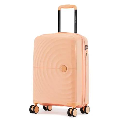 Nasher Miles Seattle Hard-Sided Polypropylene Cabin Luggage Peach 20 inch |55cm Trolley Bag Suitcase