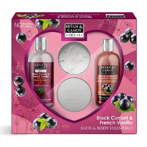 Bryan & Candy Black Currant And French Vanilla Heart Combo Kit Gift Set For Women and Men | Shower gel, Hand & body Lotion, Body Polish, Loofah| 100% Vegan,Skin-Friendly pH 5.5 for All Skin Types,SLS & Paraben Free |Pack of 3