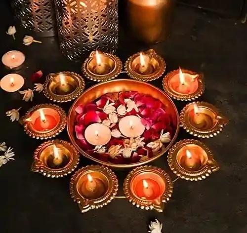 Dartistry® Tealight Holder/Metal Diya Decorative Items,Home Decor Items - Diwali Decoration Items for Home