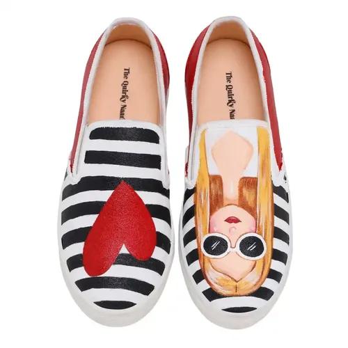 THE QUIRKY NAARI Fashionista Slipons for The Fashion Forward | Red - 6 UK