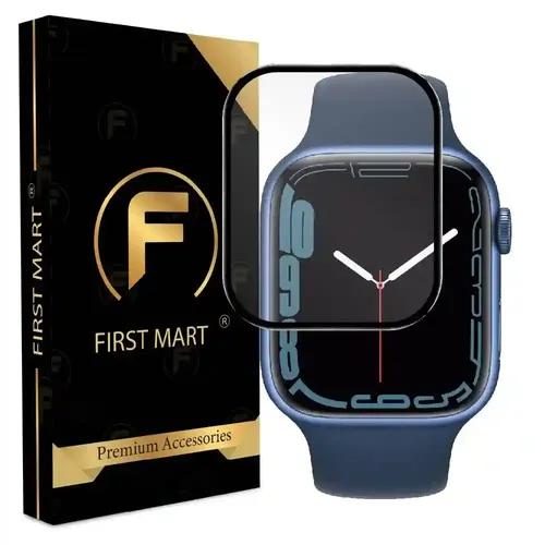 FIRST MART Premium Tempered Glass for Apple Watch Series 9 / Series 8 / Series 7, 45 mm with Edge to Edge Coverage and Easy Installation Kit, Pack of 1