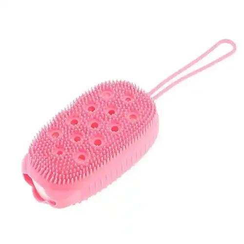 KHUSHIYA ENTERPRISE Bath Body Brush Silicone body scrubber Soft Bath Body Brush with Shampoo Dispenser - Skin Massage shower brush for men women kids unisex (Multicolor) (1PCS)