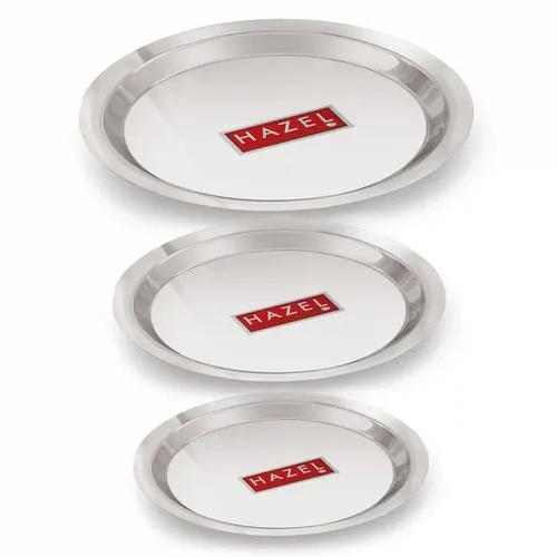 HAZEL Stainless Steel Lid Tope Cover Plates Ciba of Multiple Sizes For Vessels Kadhai With Handle Knob Cookware Utensil, (Size 16.8cm, 18.8cm, 20cm) Set of 3 Lids, Silver