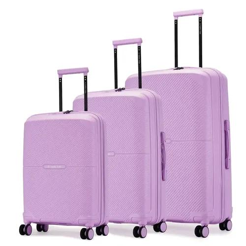 Nasher Miles Hawaii TSA Lock and Anti-Theft Hard-Sided Polypropylene Luggage Set of 3 Purple Trolley Bags |Suitcase Set(55, 65 & 75 cm)