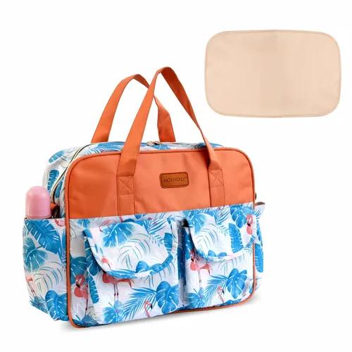 MOTHERLY Tote Diaper Bag for Mothers for Travel, Maternity Bag for Newborn Baby, Mother Travelling Bag, Multi Pocket Water Resistant Baby Bag, Hospital Bag for moms with Warranty and Offers (Flamingo)