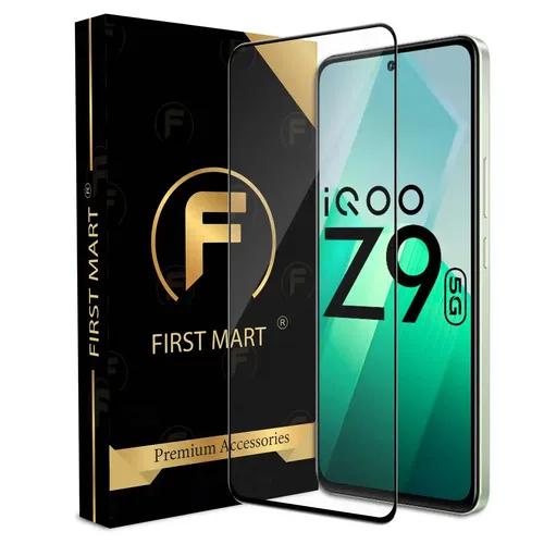 FIRST MART Tempered Glass for iQOO Z9 5G, Neo 9 Pro 5G, iQOO 12 5G with Edge to Edge Black Border Coverage and Easy Installation Kit (Pack of 1)