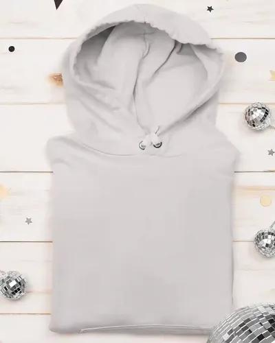 Women's Solid Color Fleece-Lined Cotton Hoodie /Winter Collection /  Gray / L