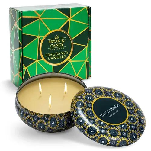 Bryan & Candy Sweet Tonka Scented Candle Gift Set for Men and Women Aromatherapy Candle, 420 gm Soy Wax Eco Friendly Printed Tin(Pack of 1)