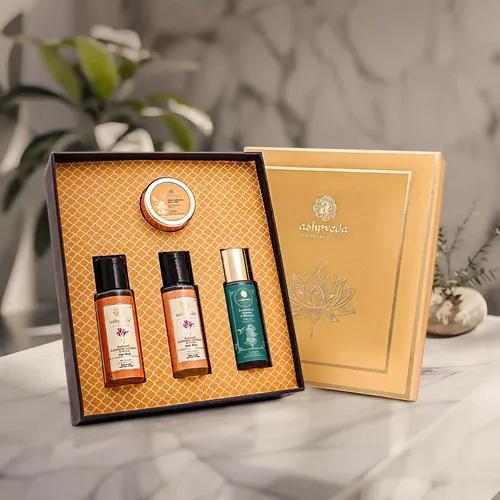 ASHPVEDA Luxury Ayurvedic Cleanse and Hydrate Wedding Gift Box Set for Women and Men | Premium Luxury Gift Set | Skin & Hair Care Gifting Box with Face Wash, Body Wash, Bhringraj Shampoo and Spf 25 Day Cream