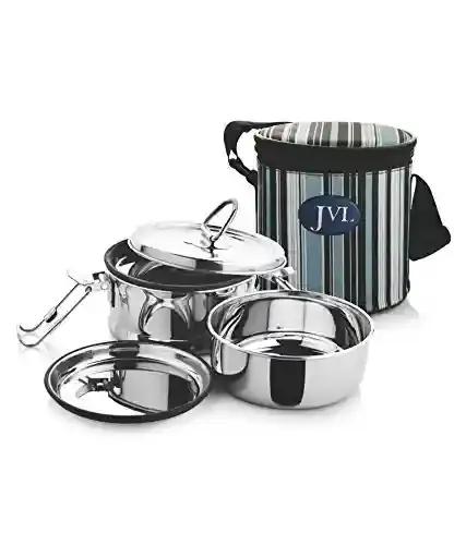 Jvl Leak Proof Stainless Steel Double Decker Lunch Box - 600 Ml