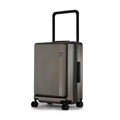 Nasher Miles Silicon Valley Expander 65Cm Check-in Luggage Polycarbonate Hard Sided Wide Telescopic Handle Front Opening Spinner Trolley Bag (Copper Silver)