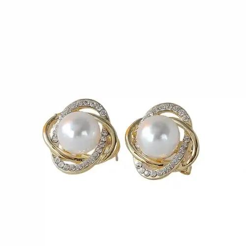 Spiral Stud Earring with Pearl Stud