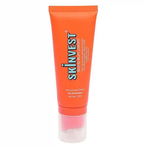 SKINVEST Bomb Bum Cream For Stretch Marks - 100Ml | With Caffeine, Peptides, Exotic Butters | In-Built 5 Metallic Balls Massager | Suitable For All Skin Types | For Men & Women