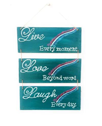 "Live Love Laugh" Hand Painted Wooden Wall Hanging Decor