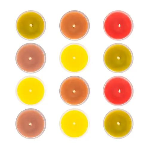 Shiva Organic Tea Light Candle - Handmade | Pure Beeswax Pack of 12 Candles (Multicolor)